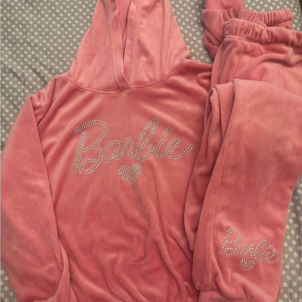 Barbie Pink Velour Hoodie and Joggers Set